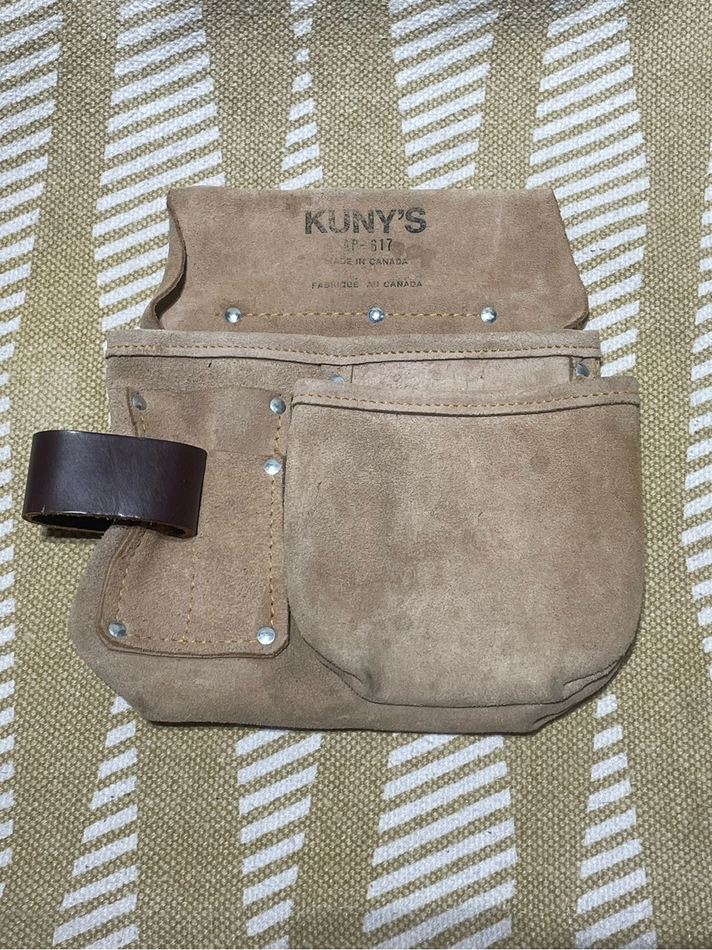 Vintage Kuny’s AP-617 Leather Carpenter Tool Pouch Apron Made in Canada Suede